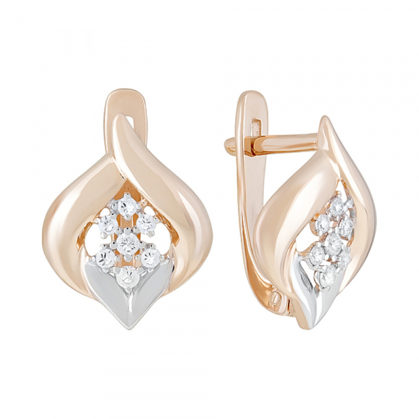 Золотые серьги с фианитами № 128013