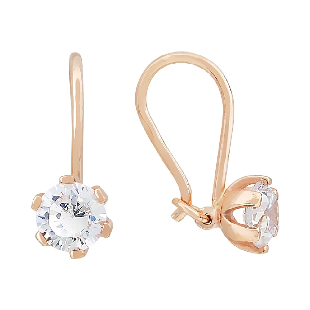 Золотые серьги с фианитом № 116732