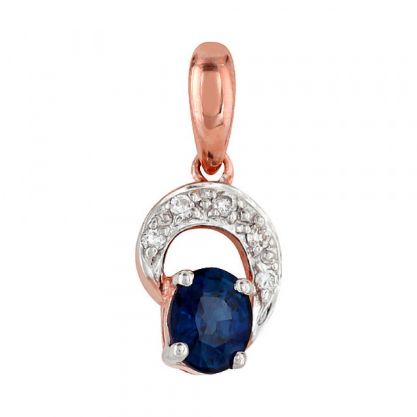 Золотая подвеска с бриллиантом и сапфиром № 98132