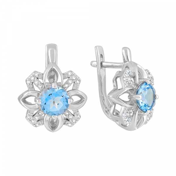 Золотые серьги с топазом и фианитом № 119351