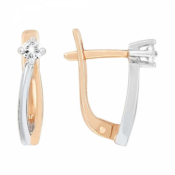 Золотые серьги с бриллиантом № 112517