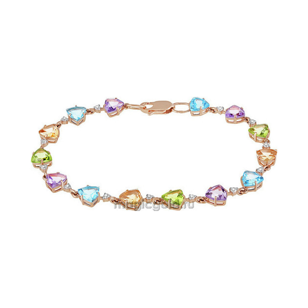 Золотой браслет с полудраг. вставками и фианитом № 126484