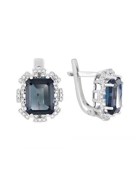 Золотые серьги с топазом и фианитом № 118607