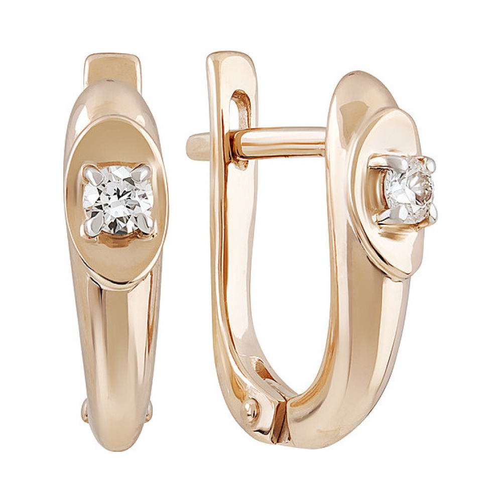 Золотые серьги с бриллиантом № 135361