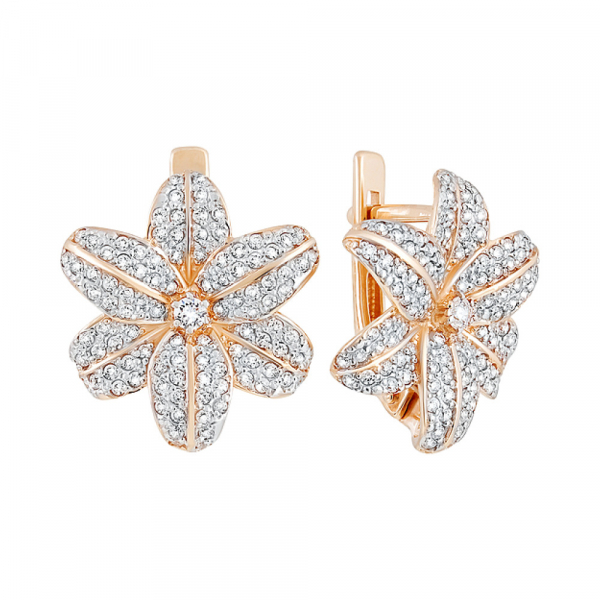 Золотые серьги с фианитом № 129802