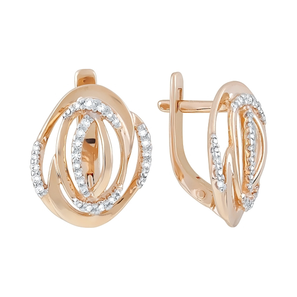 Золотые серьги с фианитами № 121419