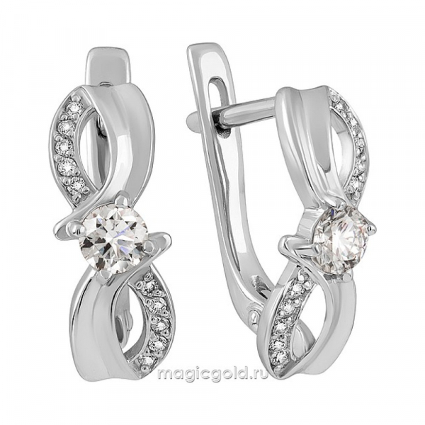 Золотые серьги с бриллиантом № 161074