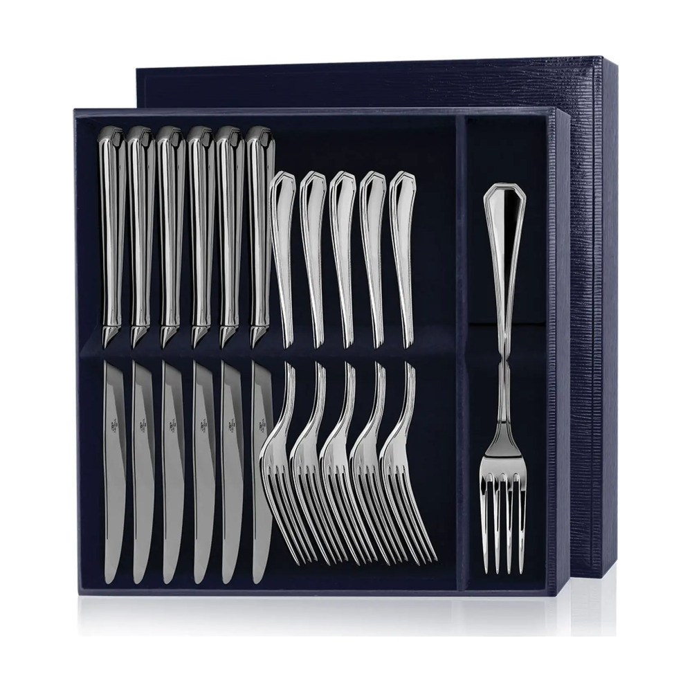 Набор столовый Элегант 12 предметов: вилка, нож в футляре из серебра 925 пробы
