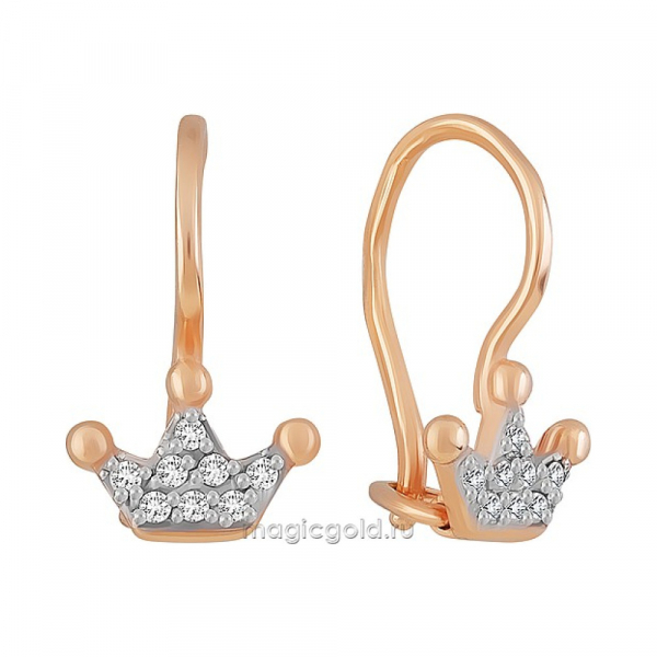 Золотые серьги с фианитом № 163890