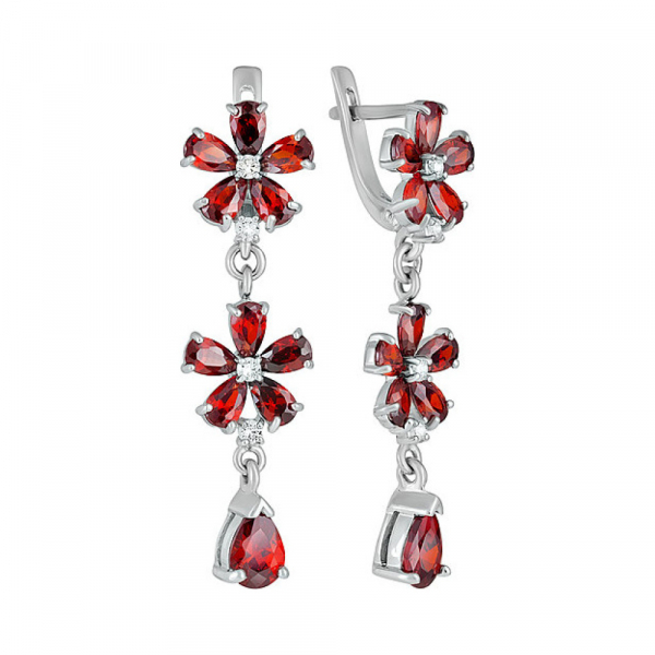 Серебряные серьги с фианитом № 133571