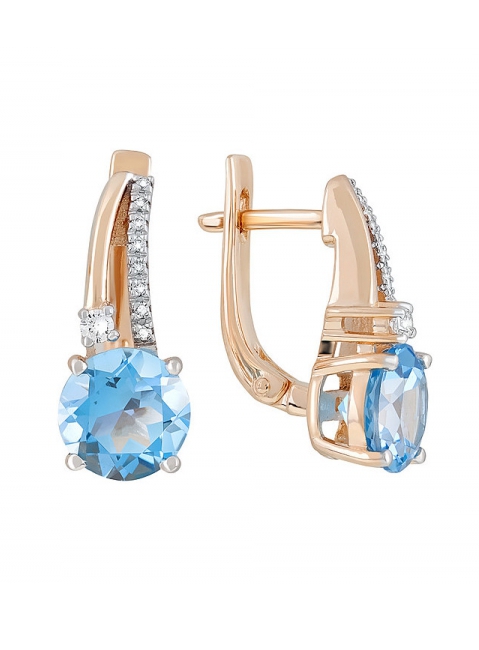 Золотые серьги с топазом и фианитом № 123096