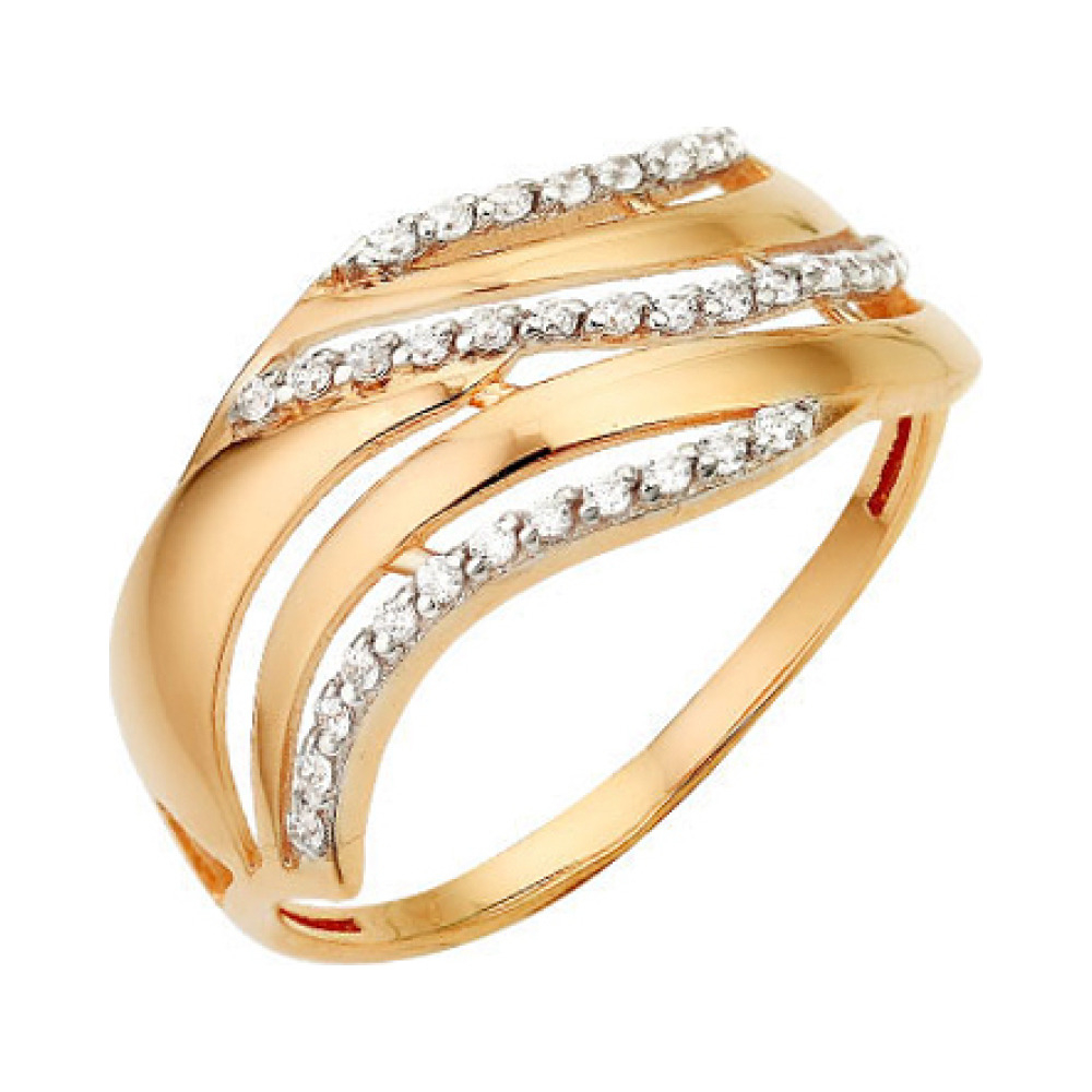 Золотое кольцо с фианитом № 142283