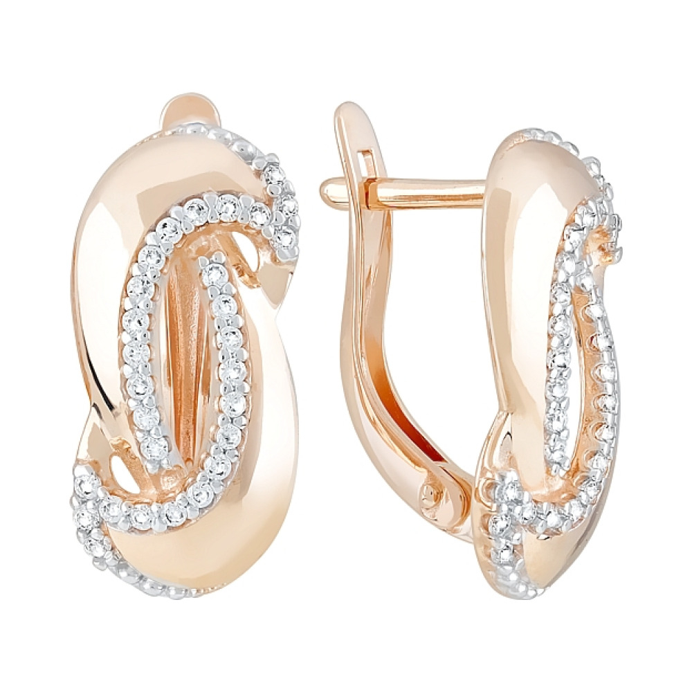 Золотые серьги с фианитами № 121964