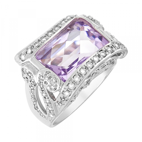 Серебряное кольцо с аметистом и фианитом № 68417