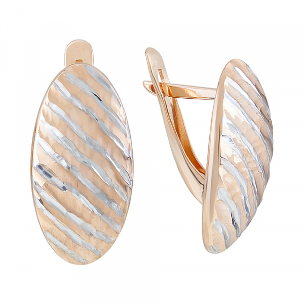 Золотые серьги без камня с алмазкой № 123991