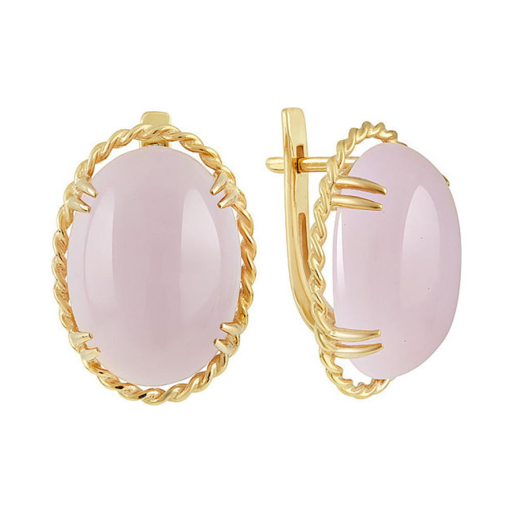 Серебряные серьги с алпанитом  и золотым покрытием № 132379