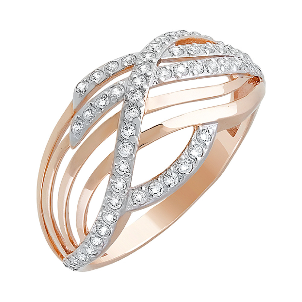 Золотое кольцо с фианитами № 127373