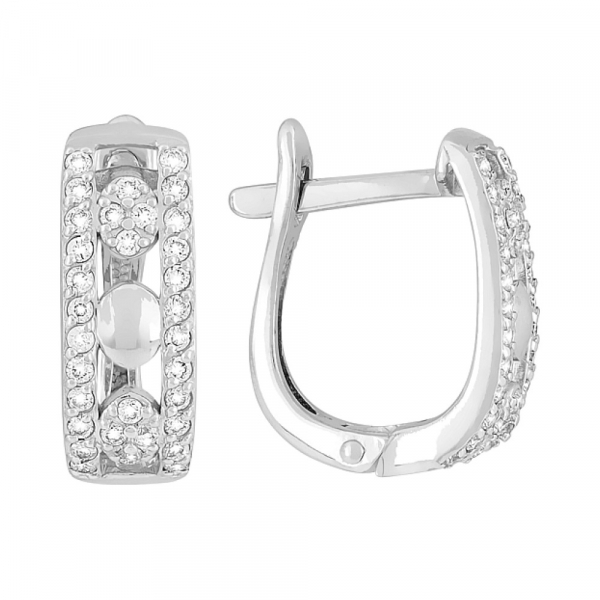 Золотые серьги с бриллиантом № 119048