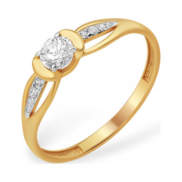Золотое кольцо с фианитом № 163182