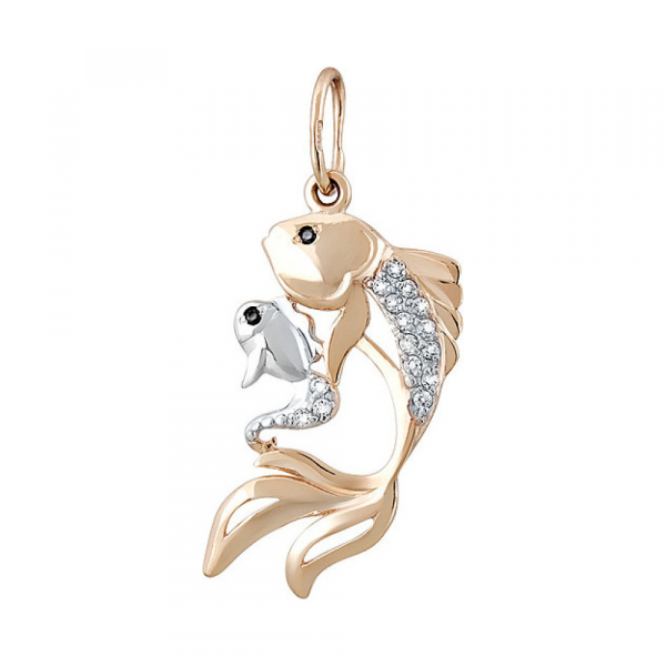 Золотая подвеска с фианитом № 133583