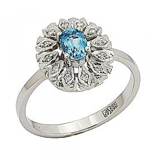 Золотое кольцо с топазом и фианитами № 51693