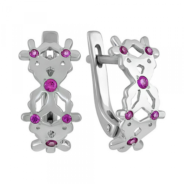 Серебряные серьги с имитац. корунда № 134076