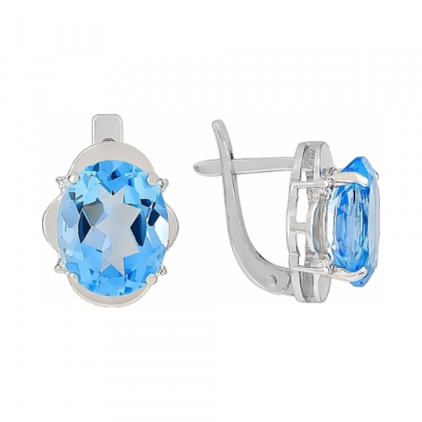 Золотые серьги с топазом и фианитом № 114022