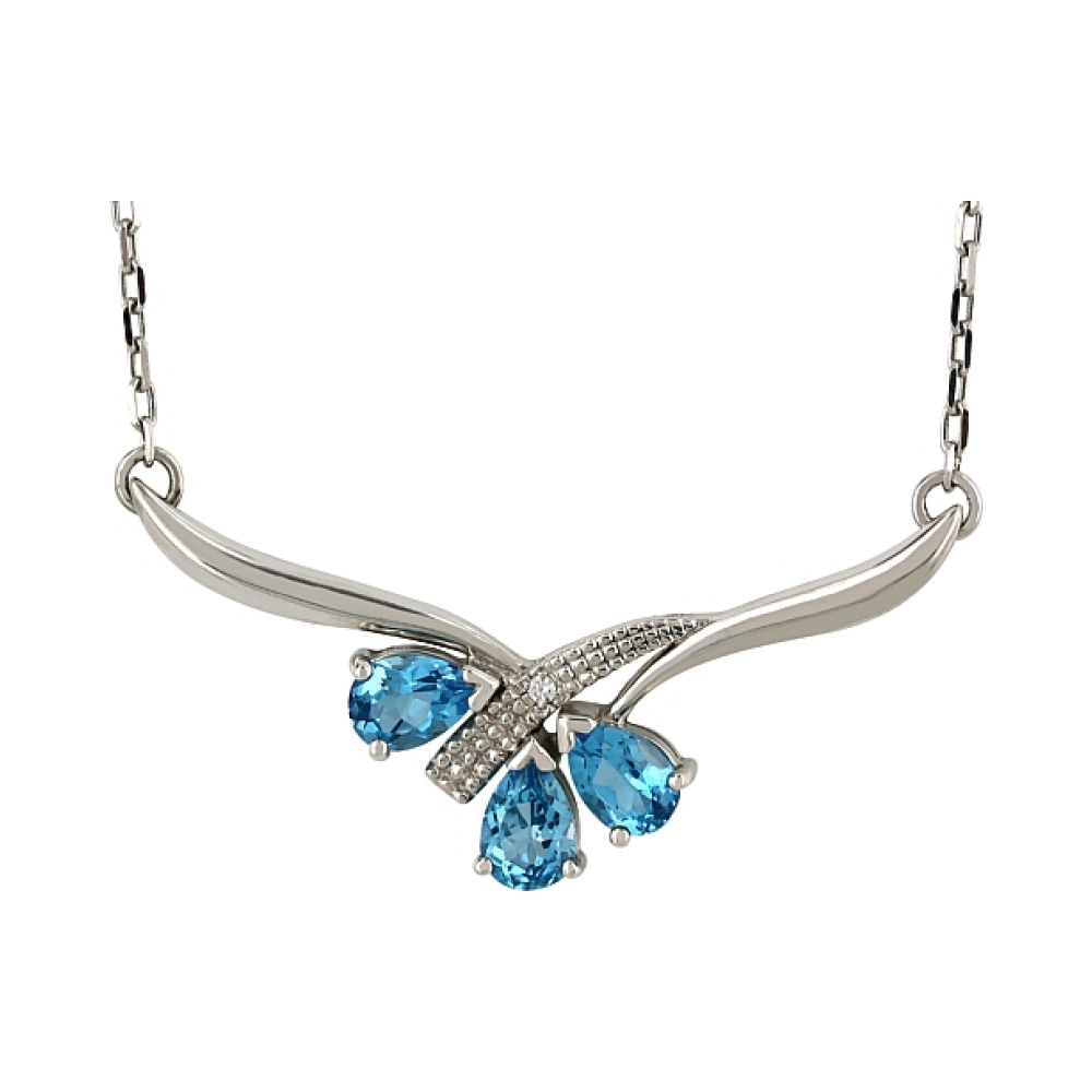 Золотое колье с топазом и фианитом № 50941