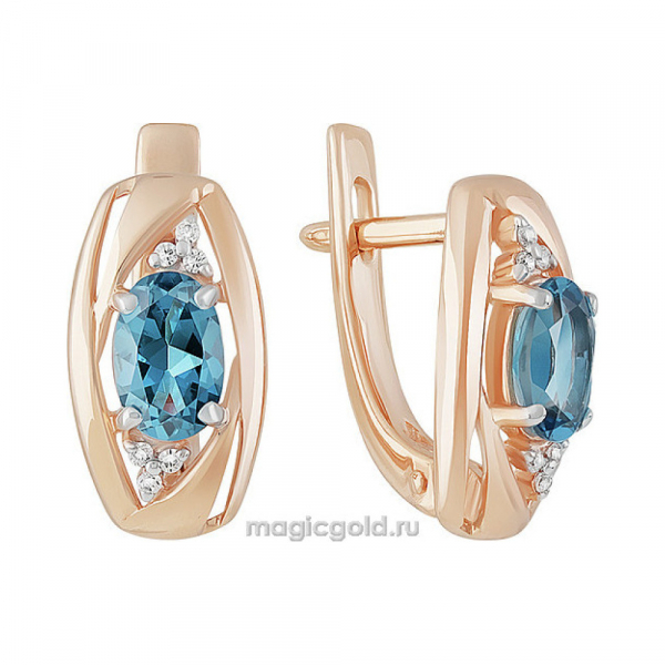 Золотые серьги с топазом и фианитом № 158941
