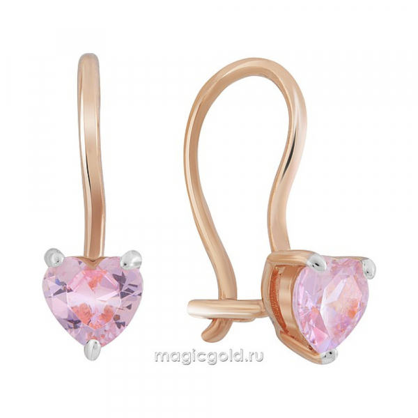 Золотые серьги с фианитом № 172163