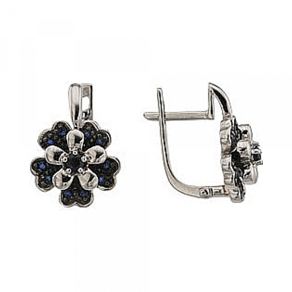 Золотые серьги с сапфиром № 64402