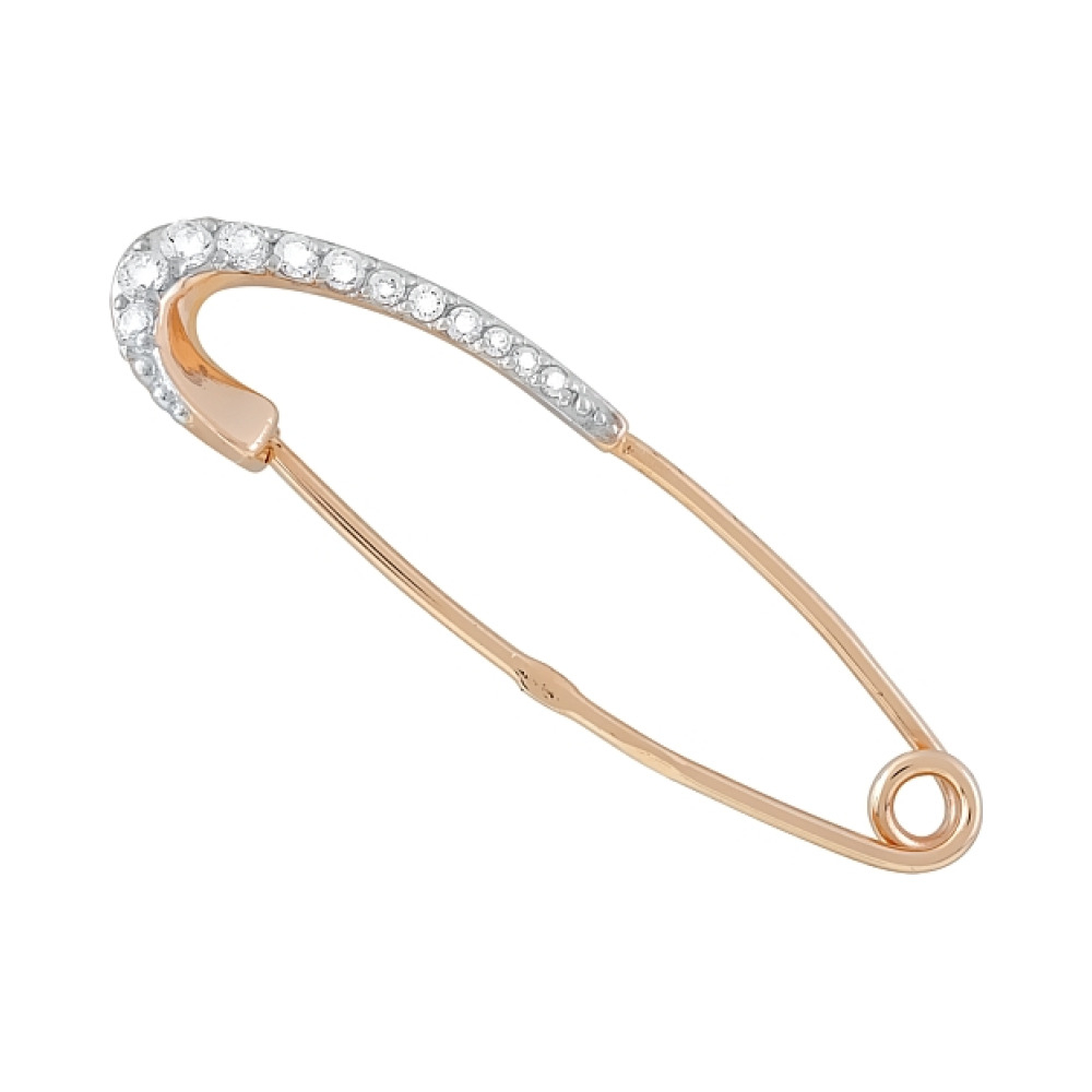 Золотая брошь с фианитом № 120697