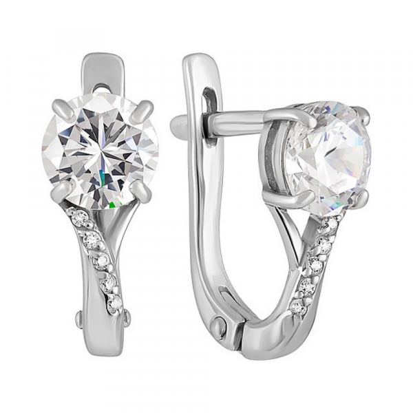 Серебряные серьги с фианитом № 132958