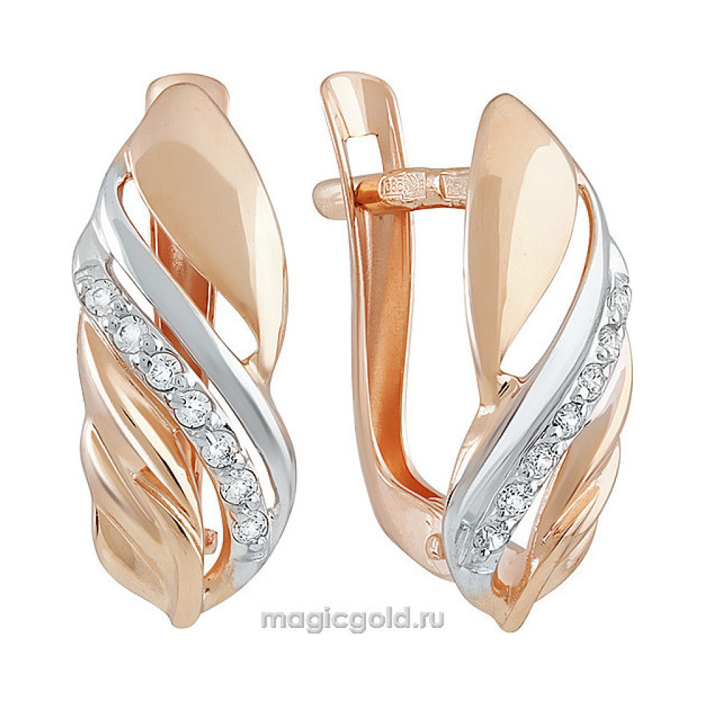 Золотые серьги с фианитом № 139956