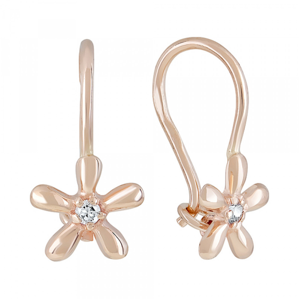 Золотые серьги с фианитом № 28416