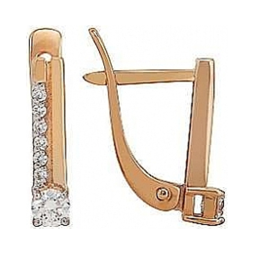 Золотые серьги с бриллиантом № 96048