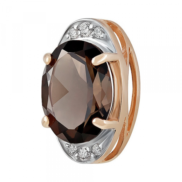 Золотая подвеска с раухтопазом и фианитом № 137025