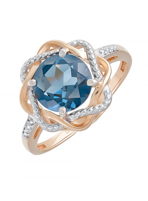 Золотое кольцо с топазом и фианитом № 128704