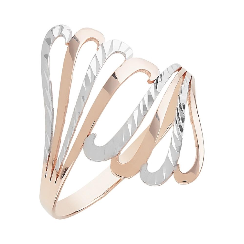 Золотое кольцо без камня с алмазкой № 101926