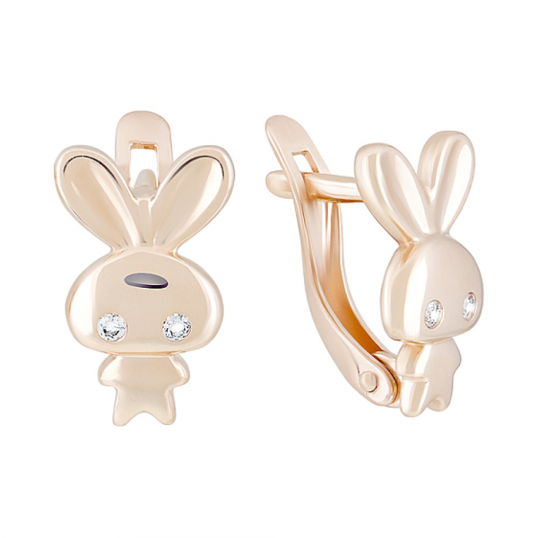 Золотые серьги с фианитами № 124305