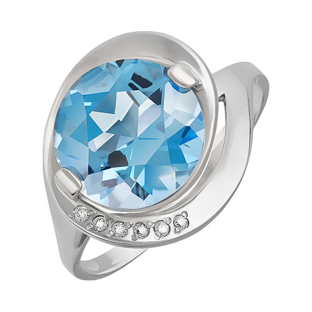 Серебряное кольцо с топазом и фианитом № 134263