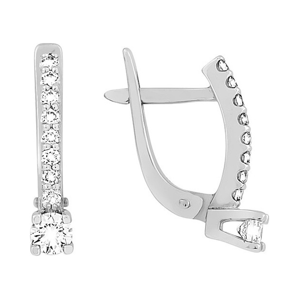 Золотые серьги с бриллиантом № 118076