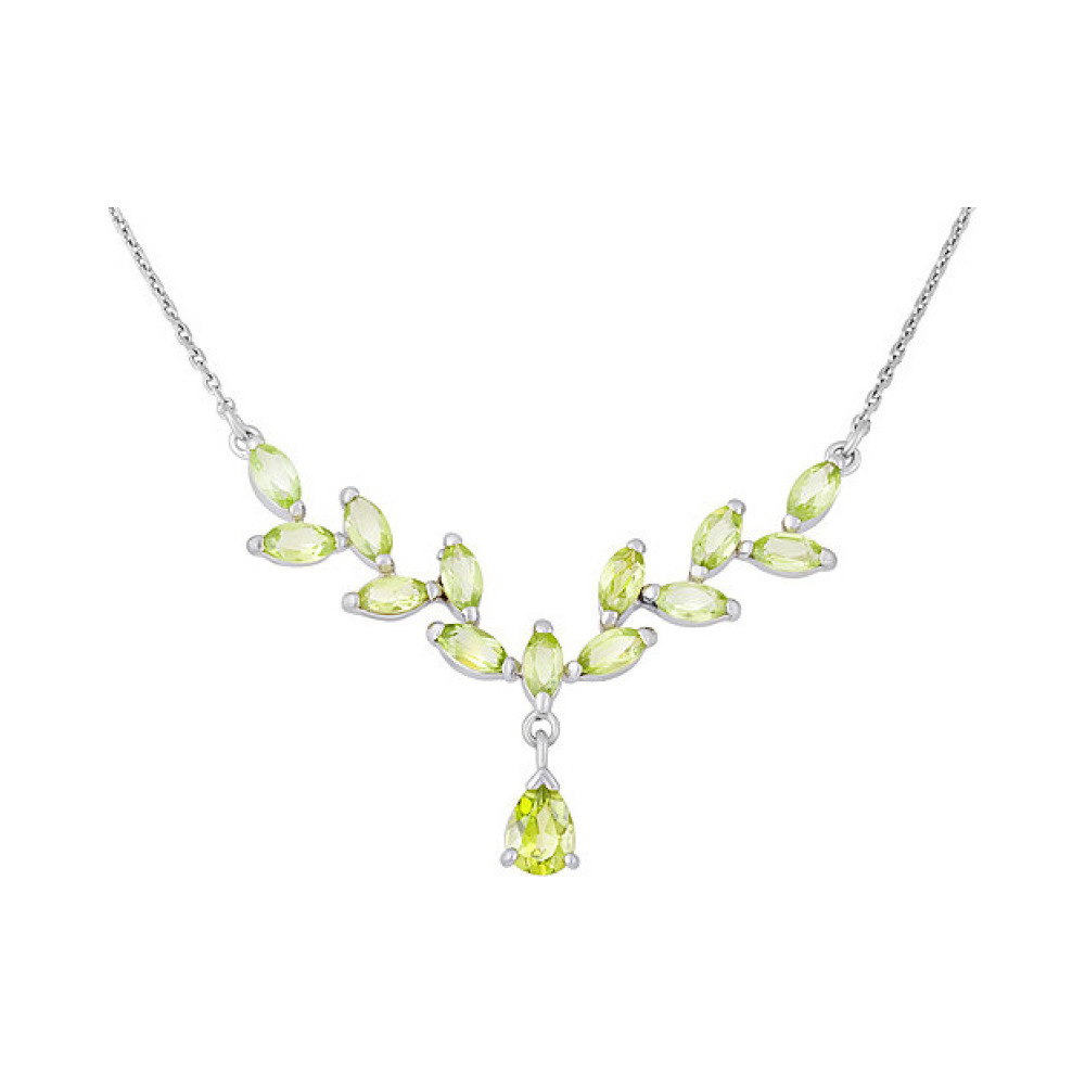 Серебряное колье с хризолитом № 123909