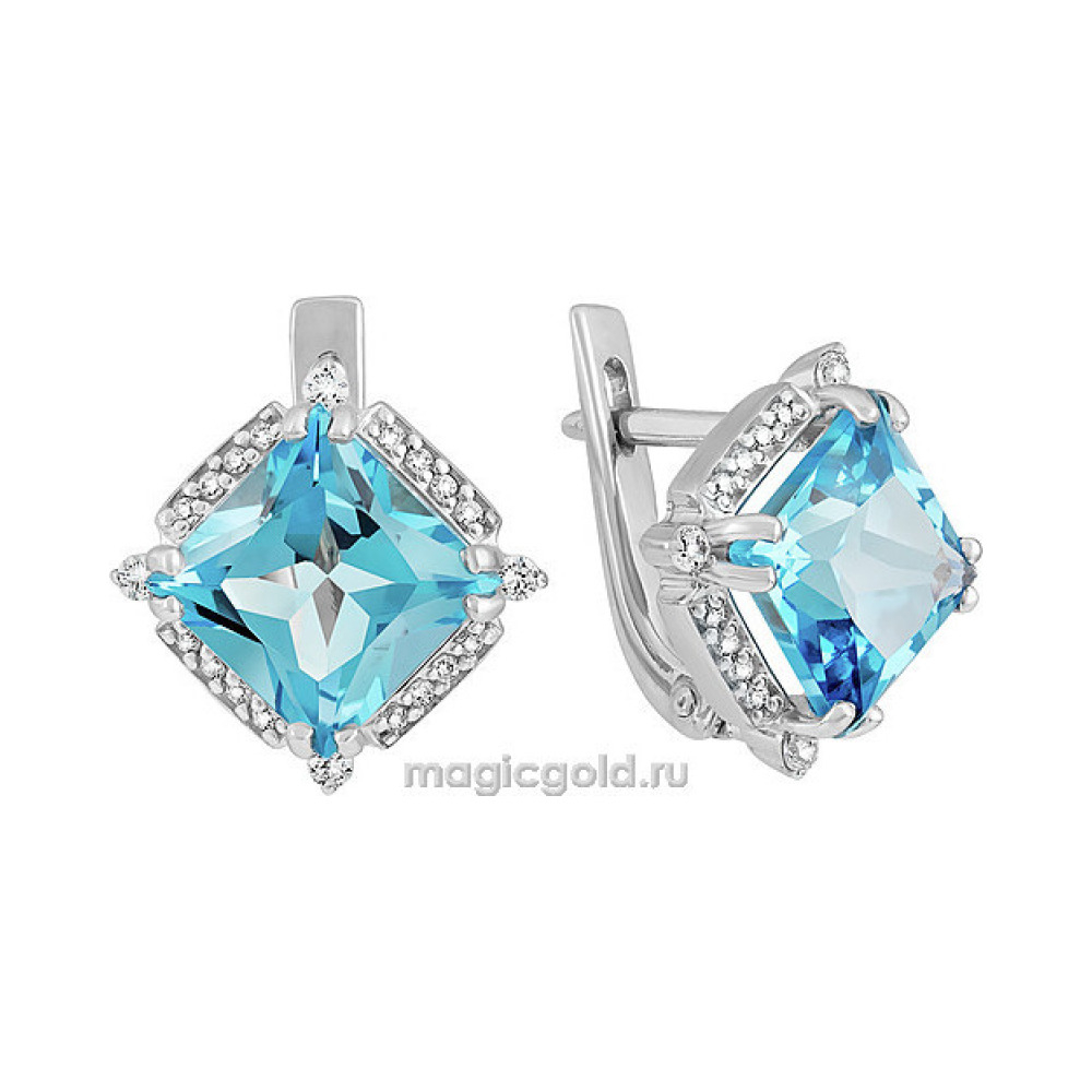 Золотые серьги с топазом и фианитом № 131839