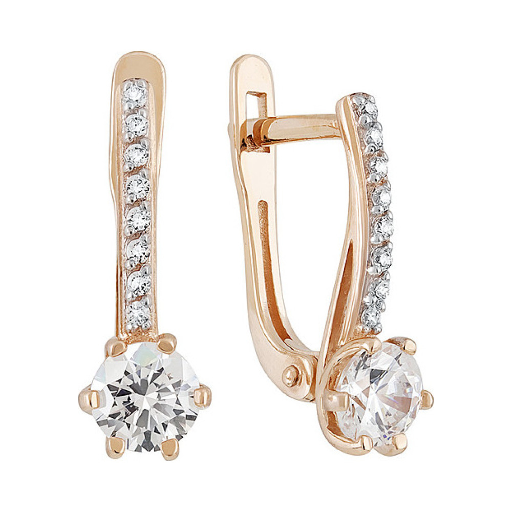 Золотые серьги с фианитом № 135350