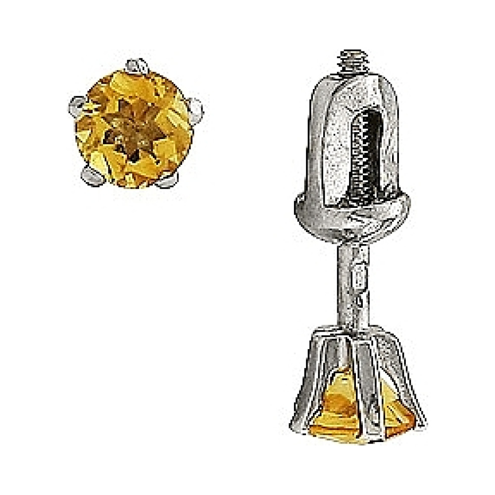 Пуссеты с цитрином № 77425