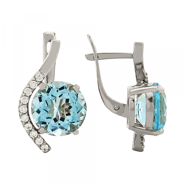 Золотые серьги с топазом и фианитом № 86203