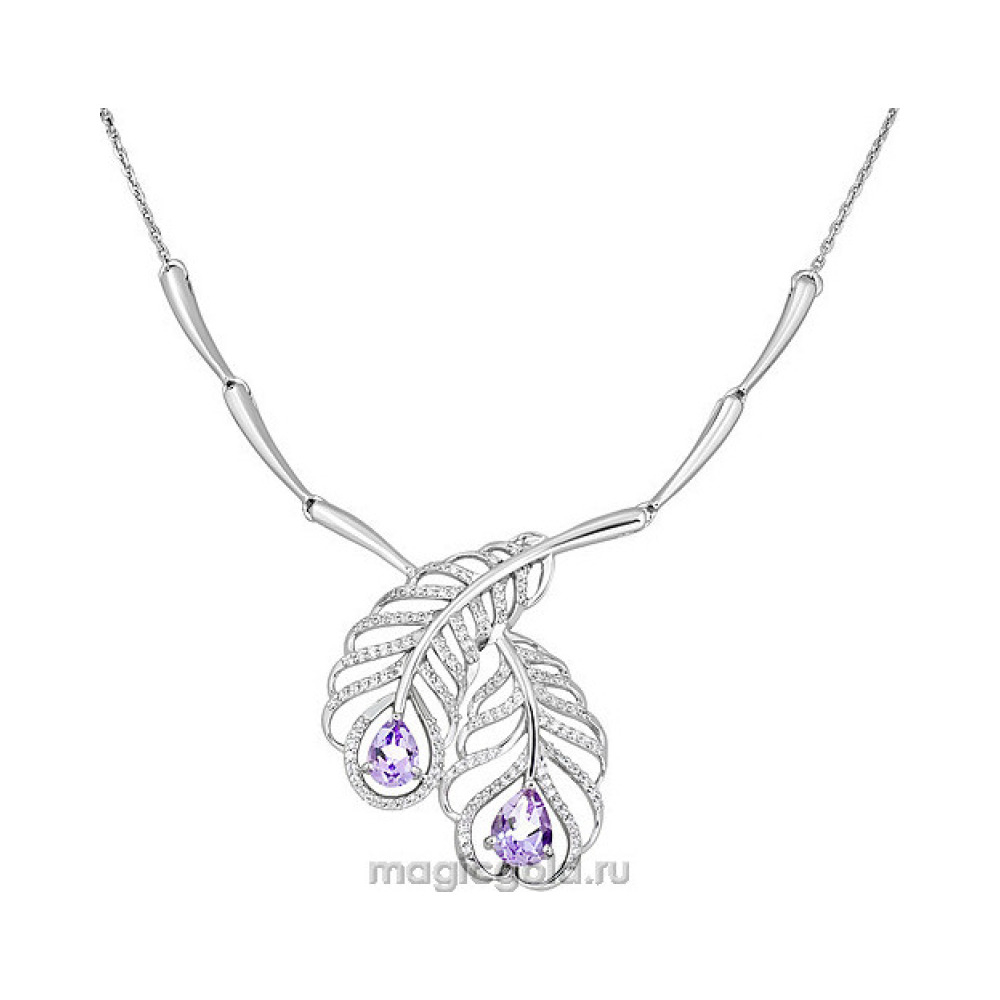 Серебряное колье с аметистом и фианитом № 138998