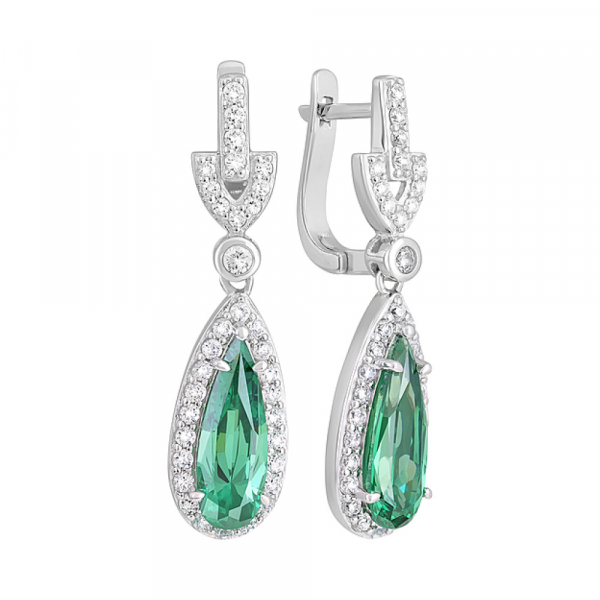Серебряные серьги с фианитами № 127705