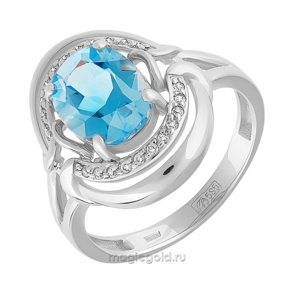 Золотое кольцо с топазом и фианитом № 166913
